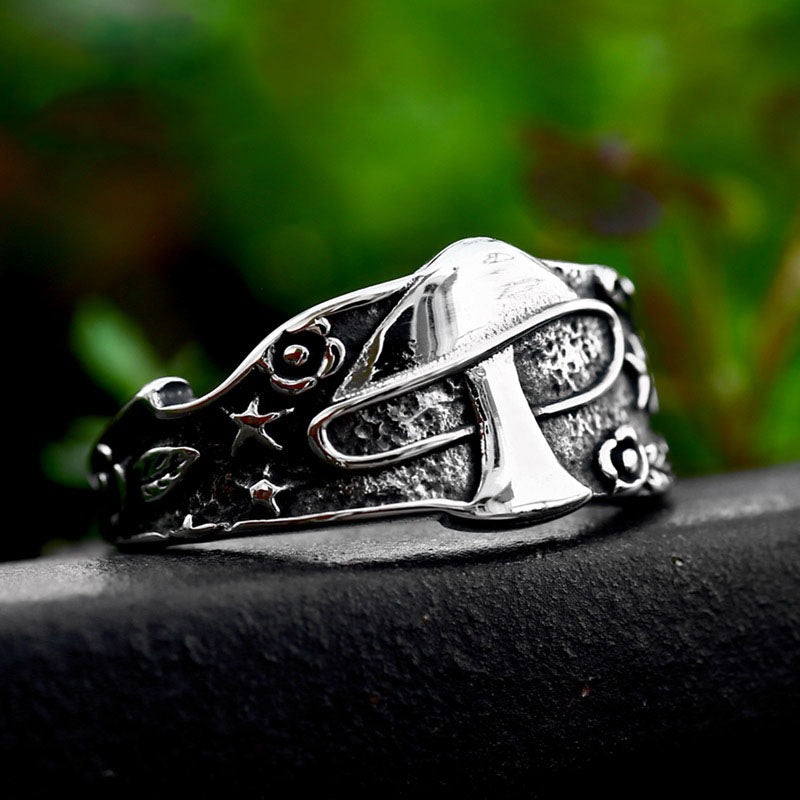 Personalized Mushroom Stainless Steel Ring-Vrafi Jewelry