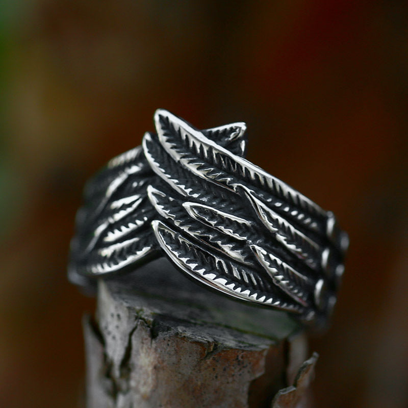 Personalized Wings Stainless Steel Ring-Vrafi Jewelry