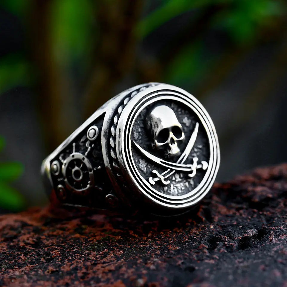 Pirate Skull Stainless Steel Ring - Vrafi Jewelry