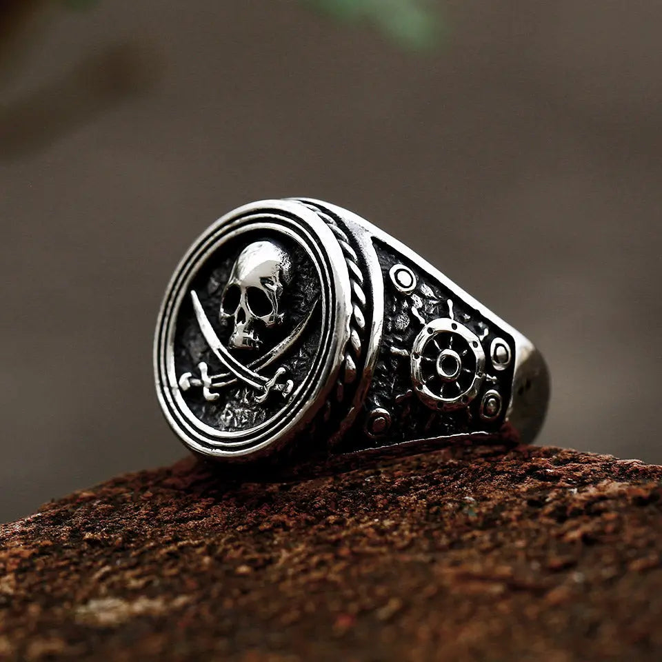 Pirate Skull Stainless Steel Ring - Vrafi Jewelry