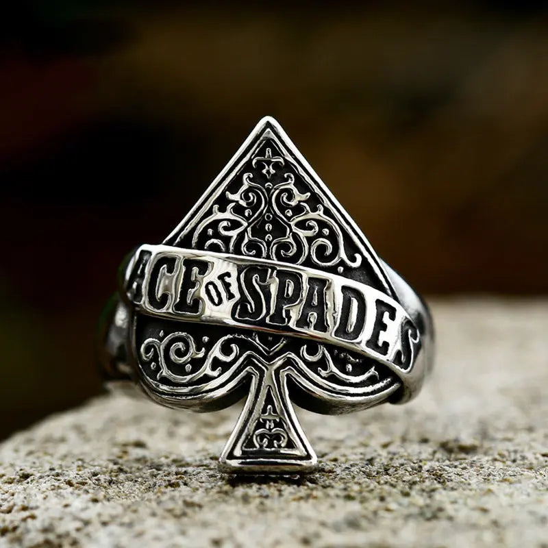 Poker Ace Of Spades Stainless Steel Ring VRAFI