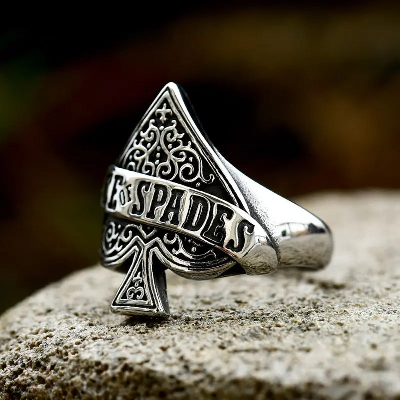 Poker Ace Of Spades Stainless Steel Ring VRAFI