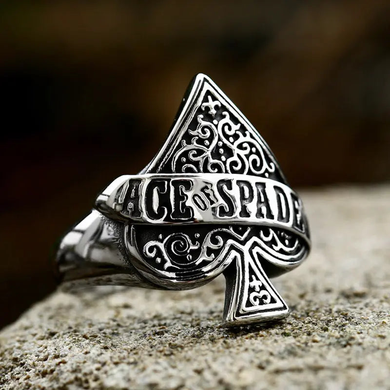 Poker Ace Of Spades Stainless Steel Ring VRAFI