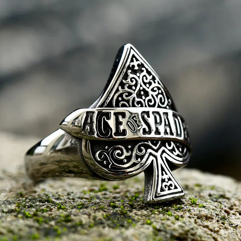 Poker Ace Of Spades Stainless Steel Ring VRAFI