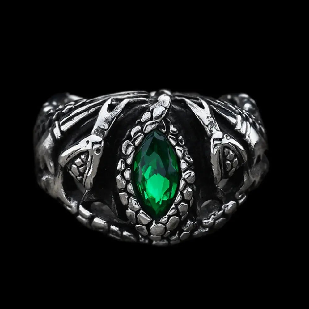 Power Snake Stainless Steel Emerald Ring VRAFI