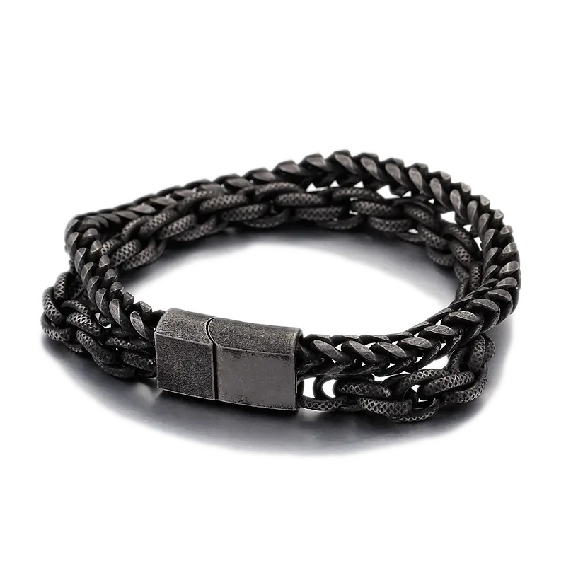 Punk Blackened Stainless Steel Braided Bracelet VRAFI
