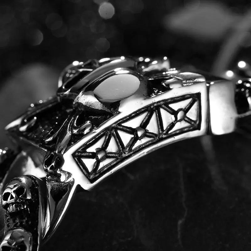 Punk Skull Curb Link Stainless Steel Bracelet VRAFI