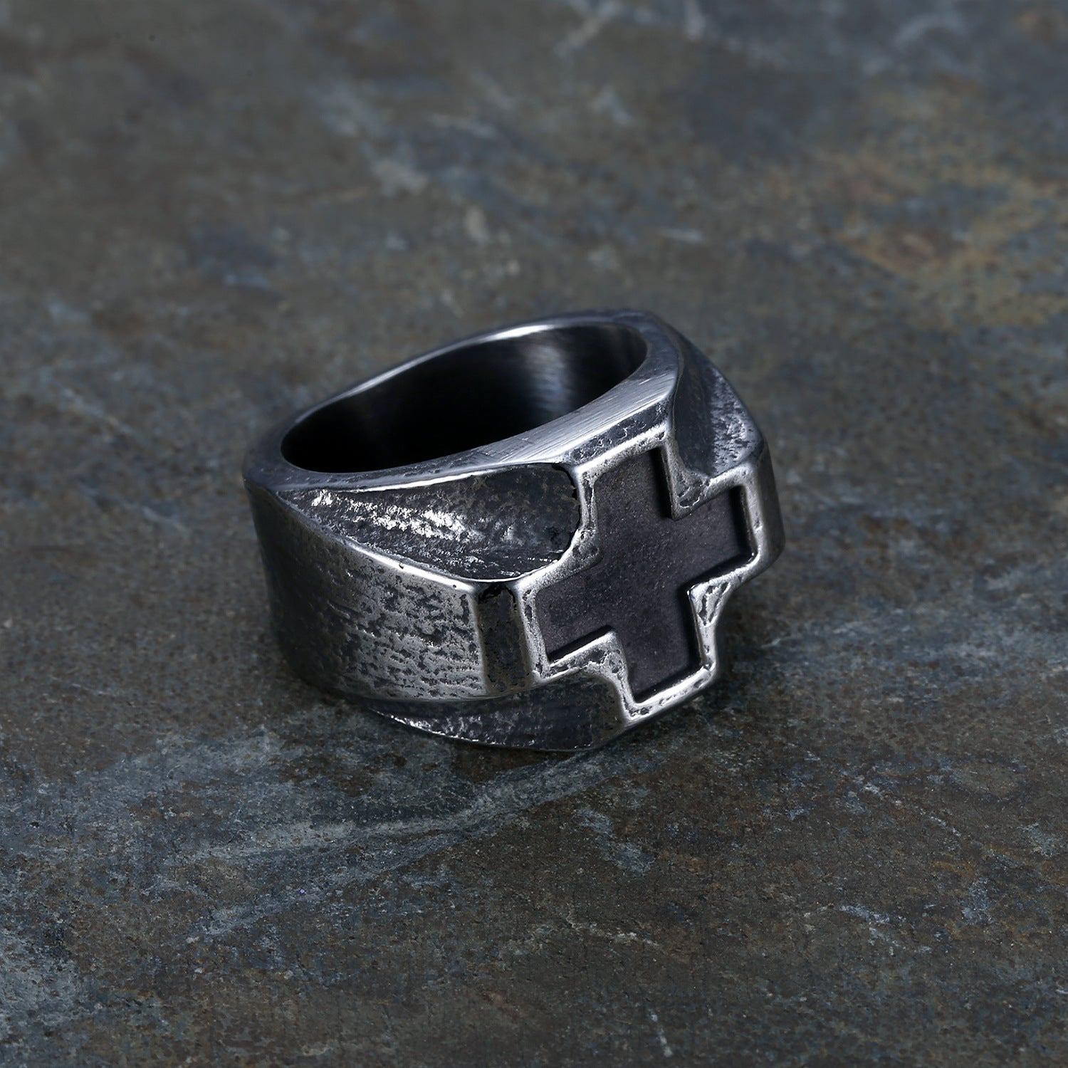 Punk Cross Stainless Steel Ring-Vrafi Jewelry