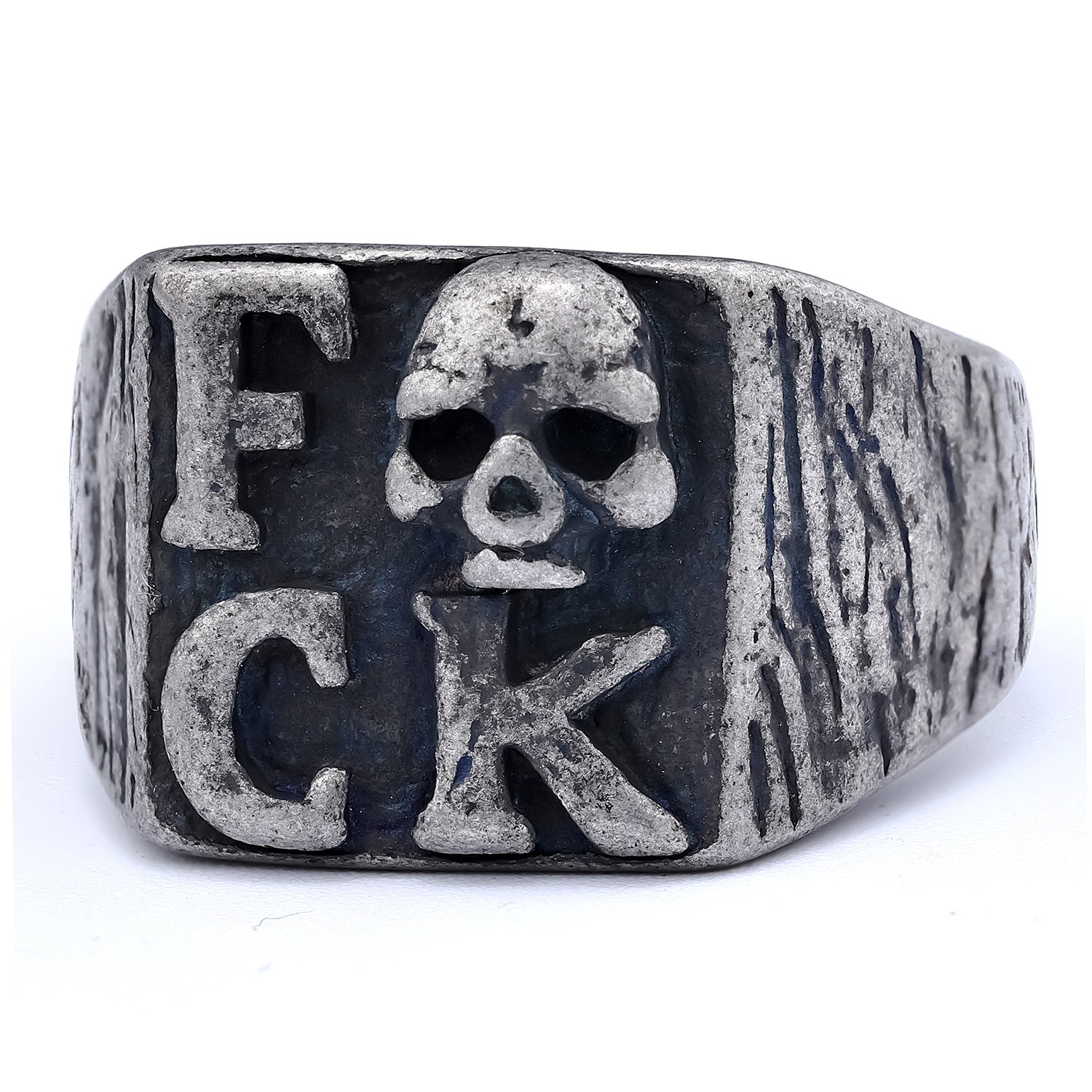 Punk Gothic Stainless Steel Skull Letters Men's Ring