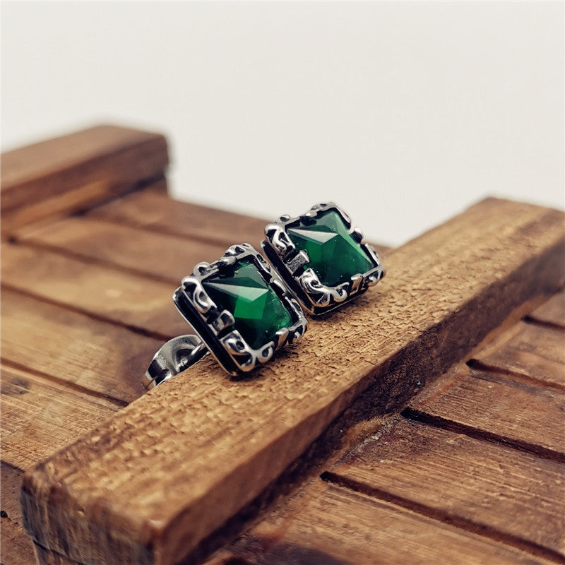 Punk Square Gemstone Men's Stud Earrings