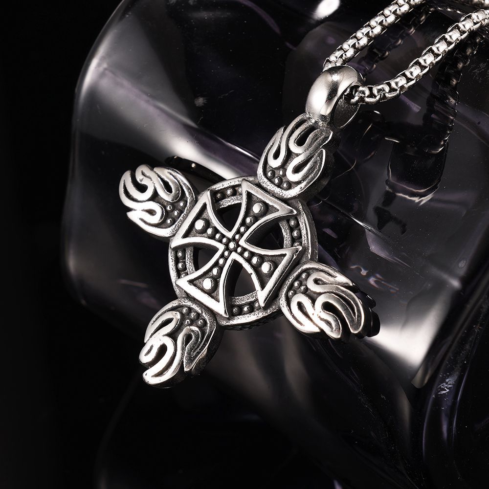 Punk Style Cross Biker Club Flame Necklace For Men