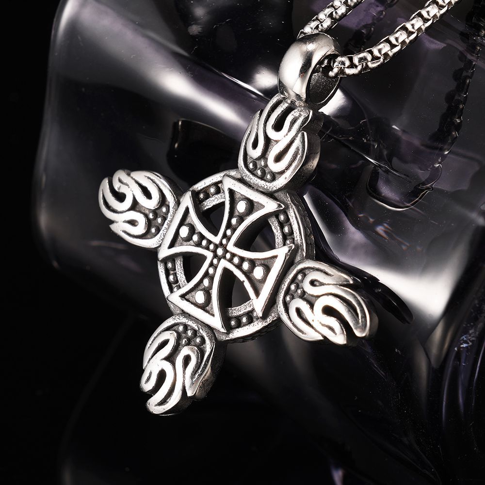 Punk Style Cross Biker Club Flame Necklace For Men