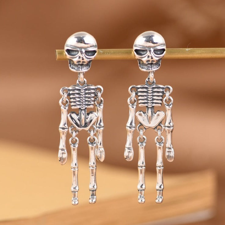 Punk Skull Skeleton Silver Stud Earrings