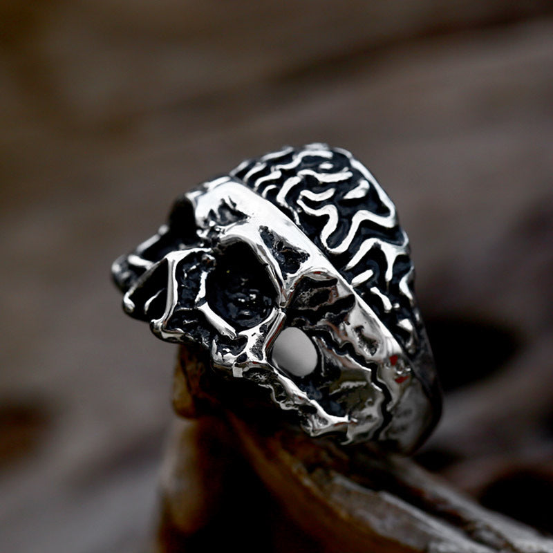 Punky Skull Stainless Steel Ring-Vrafi Jewelry