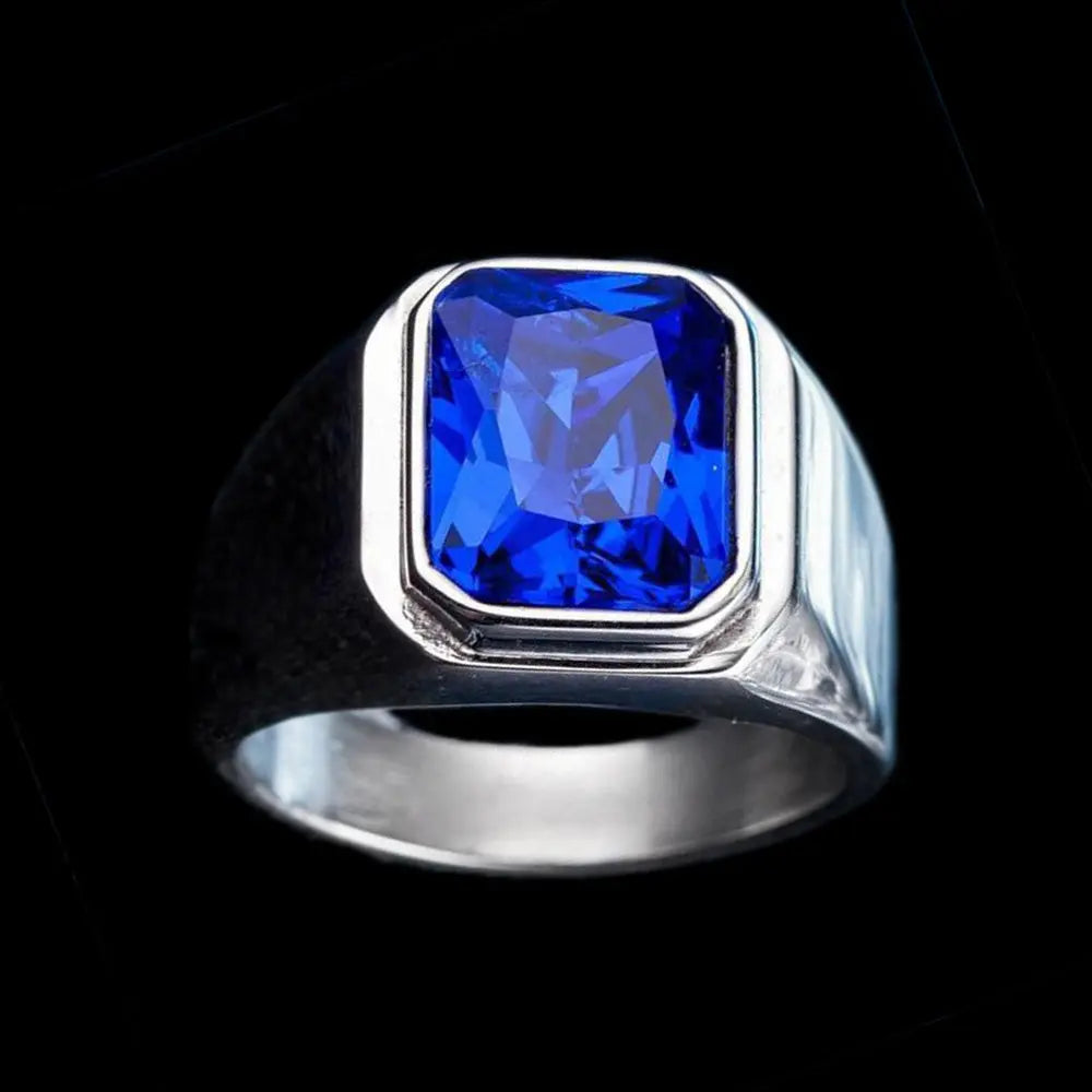 Radiant Cut Gemstone Inlaid Stainless Steel Ring - Vrafi Jewelry