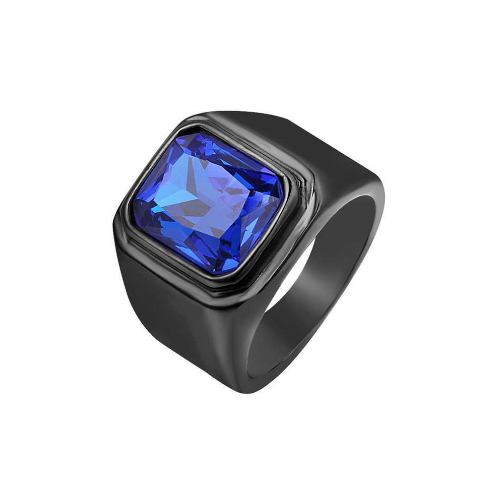 Radiant Cut Gemstone Black Band Ring