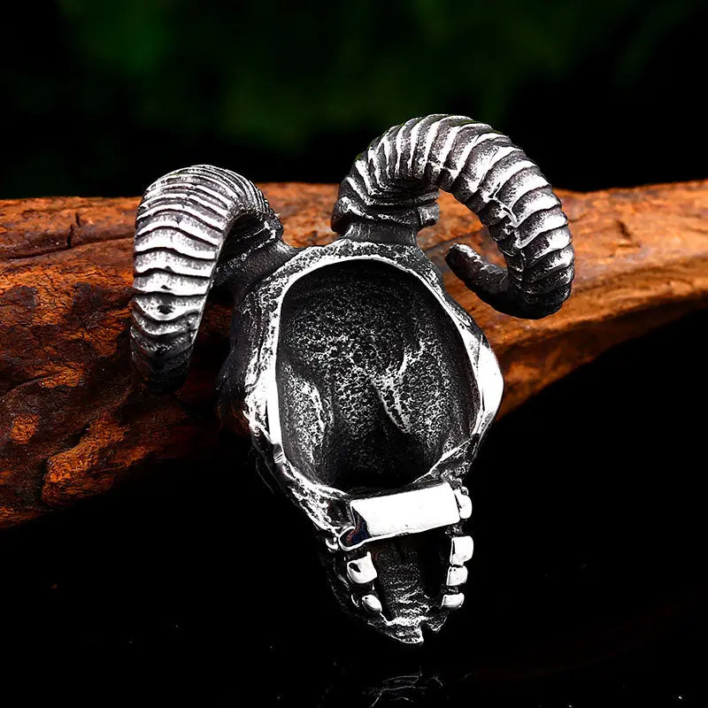 Ram Head Skull Stainless Steel Pendant - Vrafi Jewelry