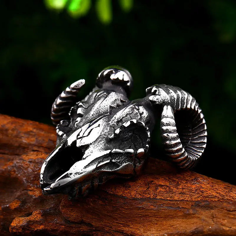 Ram Head Skull Stainless Steel Pendant - Vrafi Jewelry