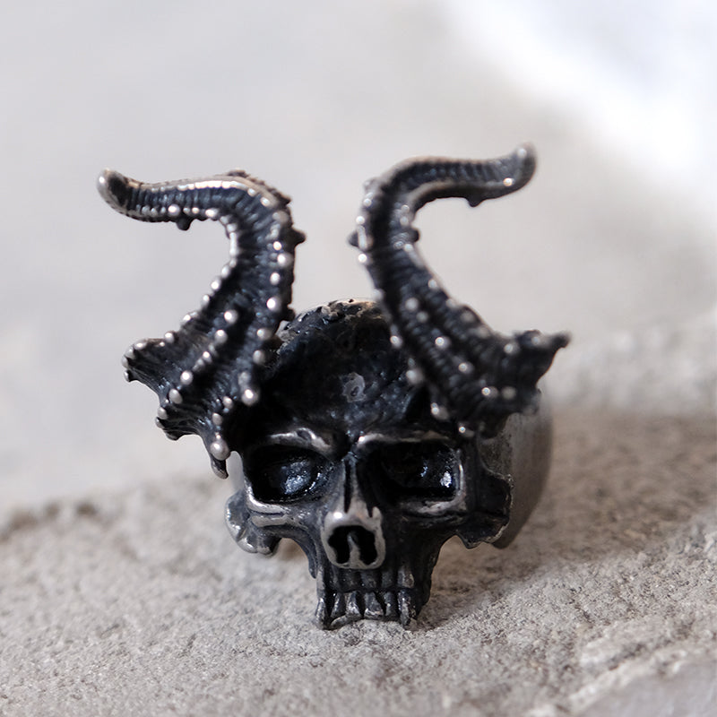 Ram Horn Skull Stainless Steel Ring