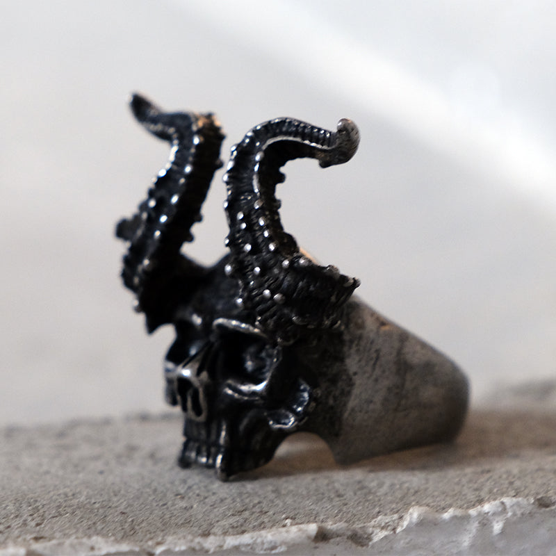 Ram Horn Skull Stainless Steel Ring