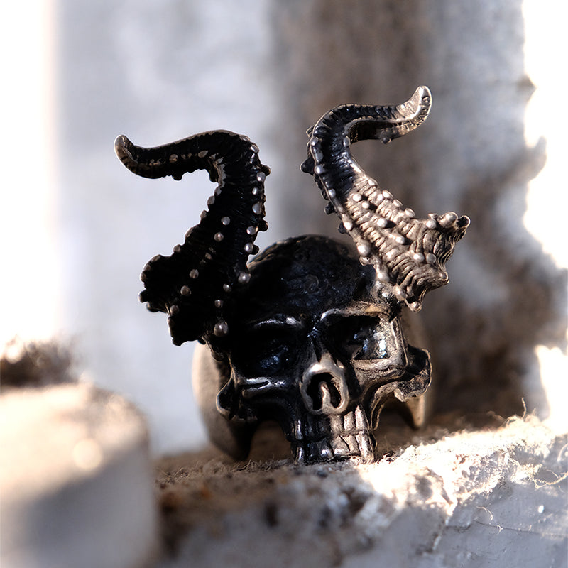 Ram Horn Skull Stainless Steel Ring