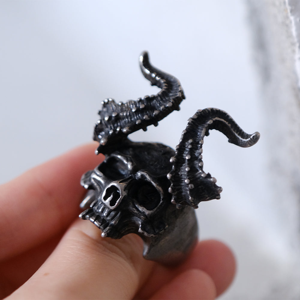 Ram Horn Skull Stainless Steel Ring