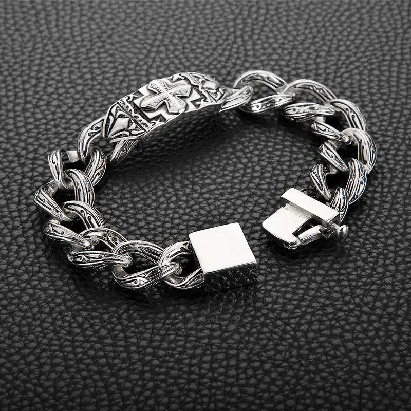 Rattan Chain Style Stainless Steel Cross Bracelet VRAFI