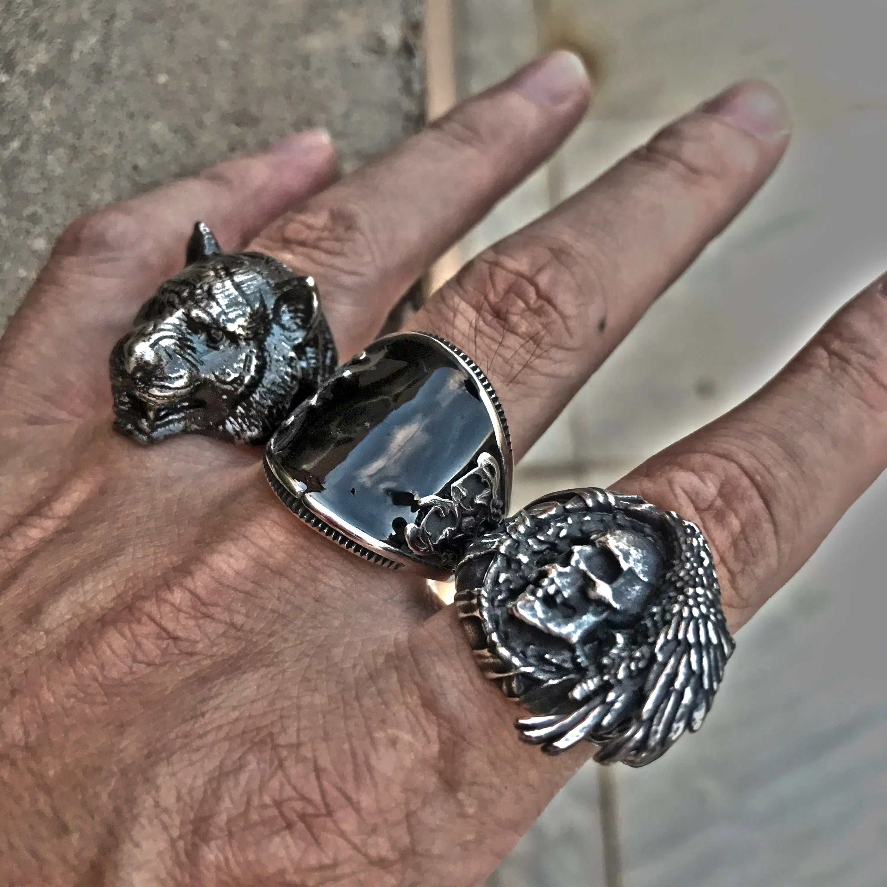 Raven And Skull Stainless Steel Ring VRAFI