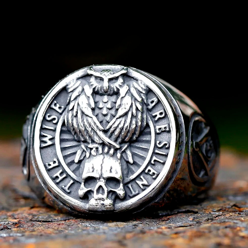 Owl and Skull Freemasonry Stainless Steel Rings
