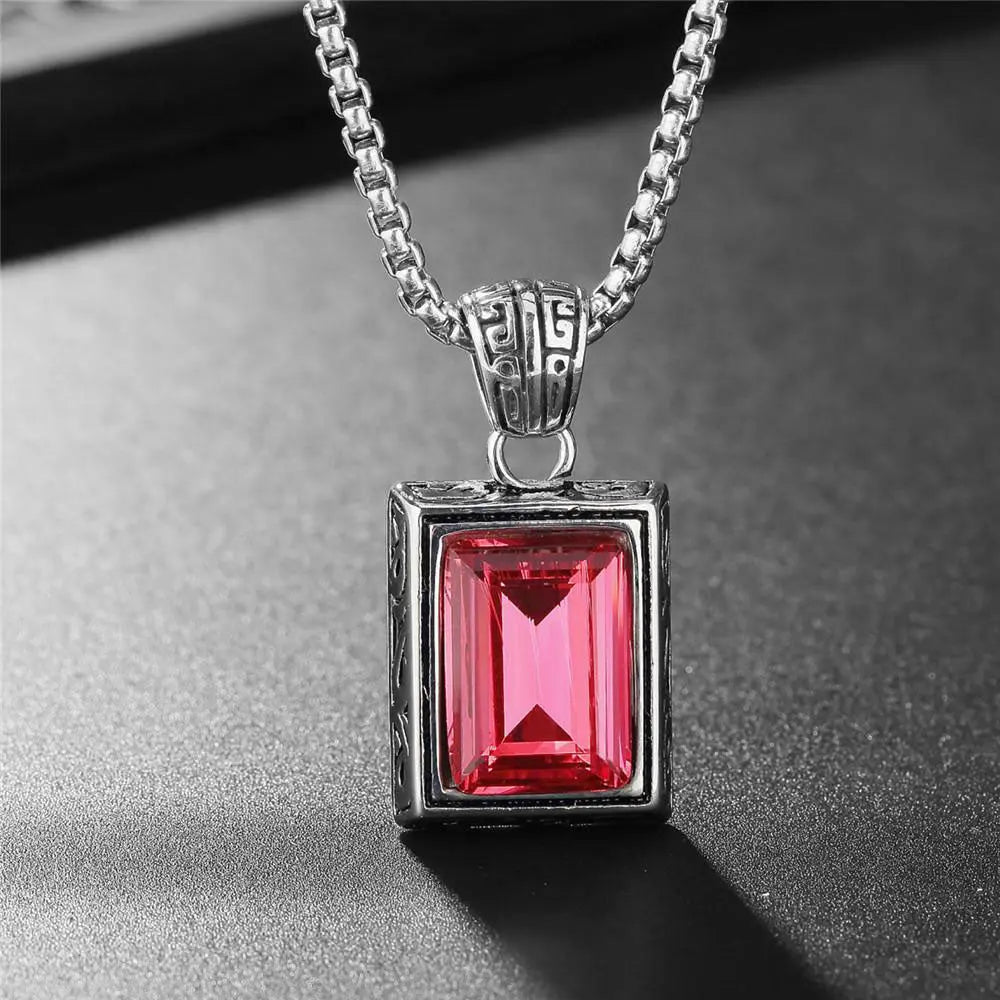 Rectangular Gemstone Necklace - Vrafi Jewelry