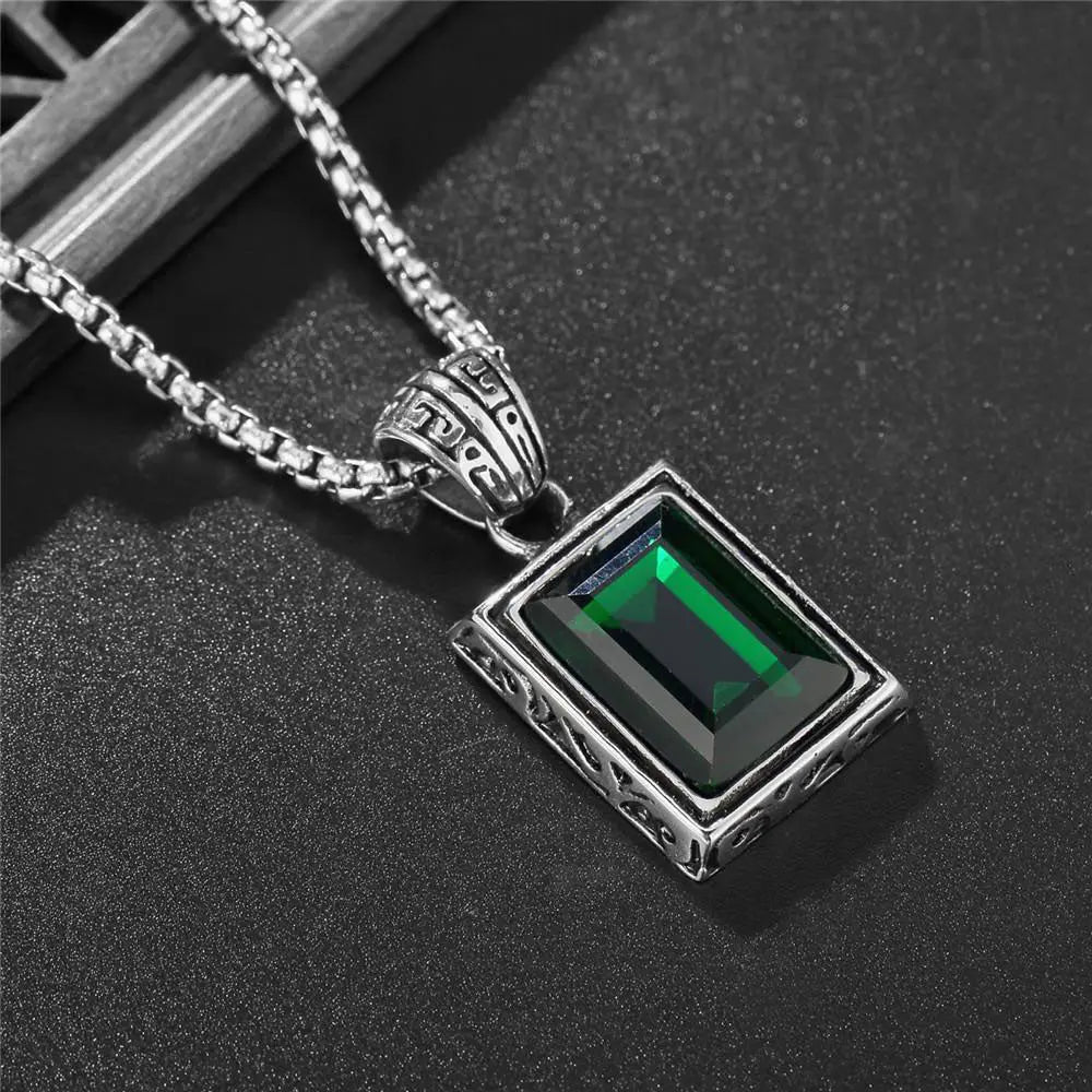 Rectangular Gemstone Necklace - Vrafi Jewelry