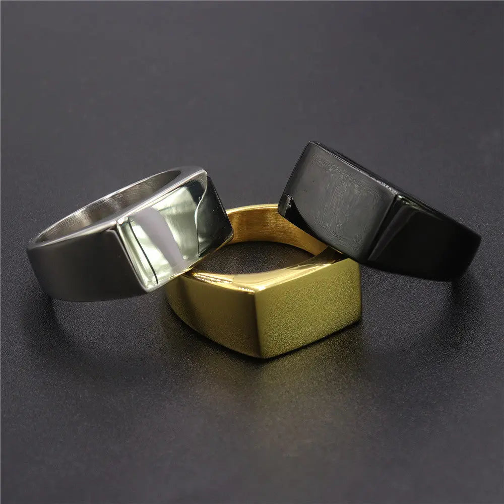 Rectangular Mirror Stainless Steel Ring - Vrafi Jewelry