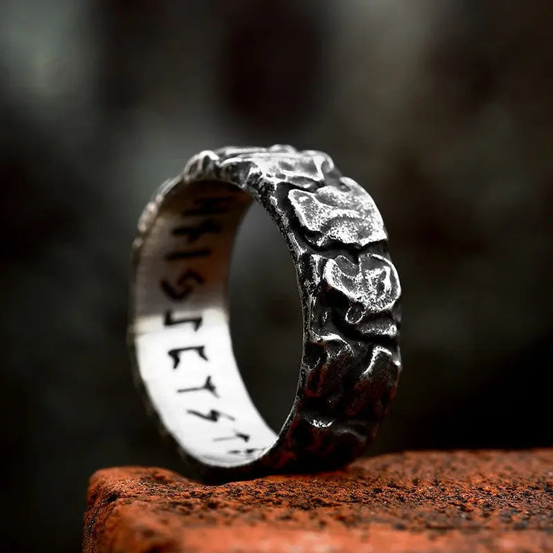 Retro Rock Viking Runes Stainless Steel Ring Vrafi Jewelry