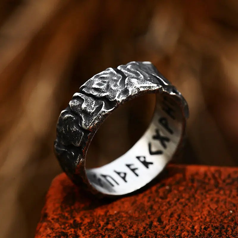 Retro Rock Viking Runes Stainless Steel Ring Vrafi Jewelry