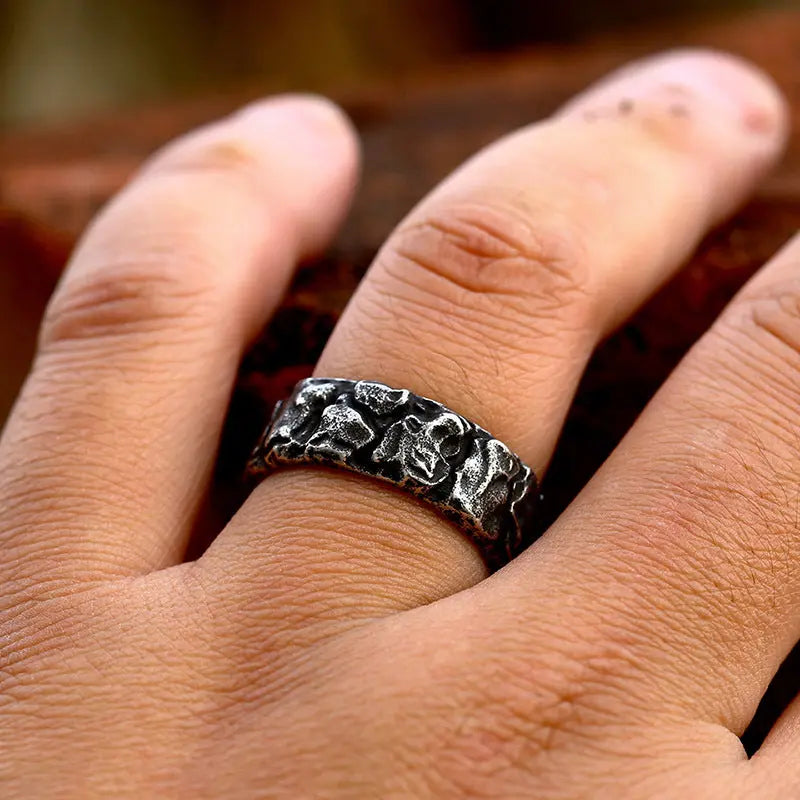 Retro Rock Viking Runes Stainless Steel Ring Vrafi Jewelry