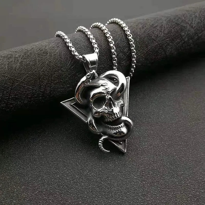 Retro Skull and Snake Punk Style Pendant VRAFI