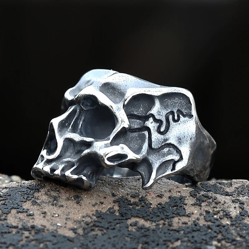 Retro Motorcyclist Skull Head Ring