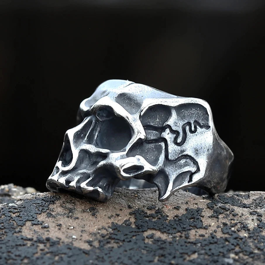 Retro Motorcyclist Skull Head Ring