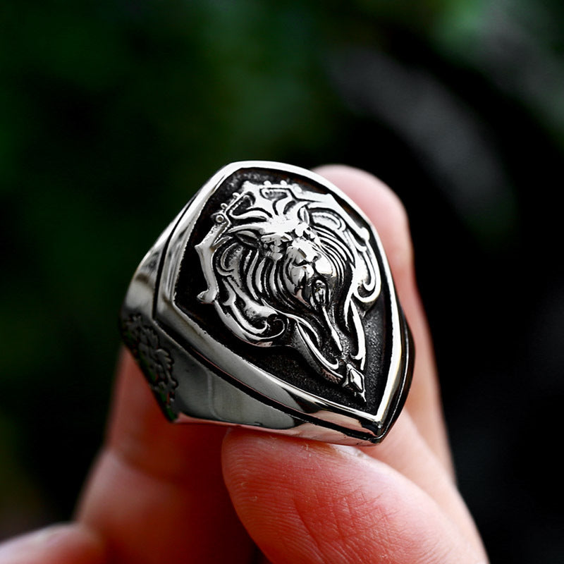 Retro Lion Head Stainless Steel Animal Ring