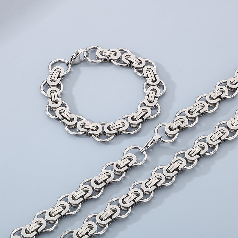 Rock Emperor Byzantine Flat Round Bracelet Necklace