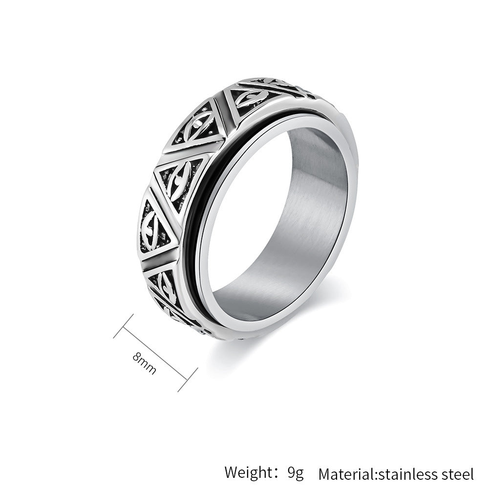 Rotating Eye of Horus Pyramid Ring