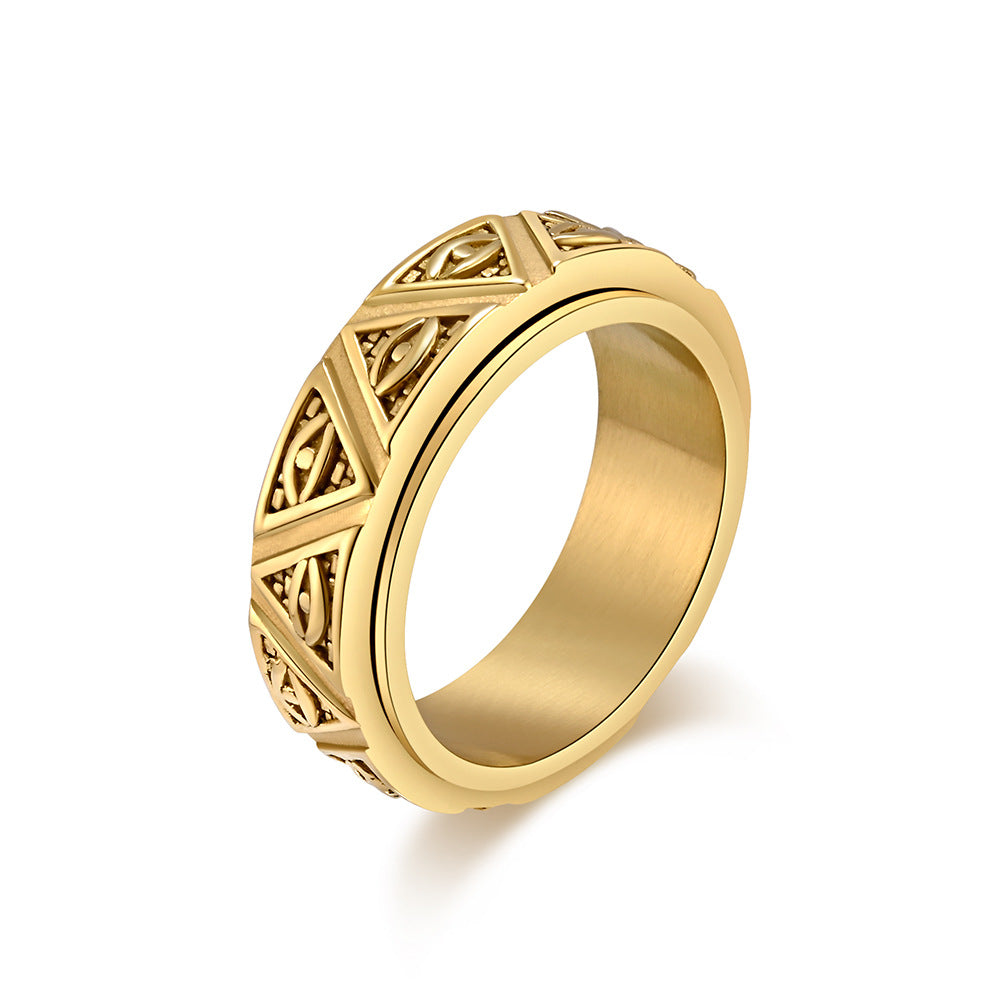 Rotating Eye of Horus Pyramid Ring