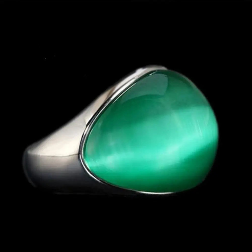 Round Aurora Opal Stainless Steel Ring - Vrafi Jewelry
