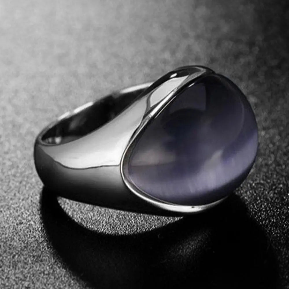 Round Aurora Opal Stainless Steel Ring - Vrafi Jewelry