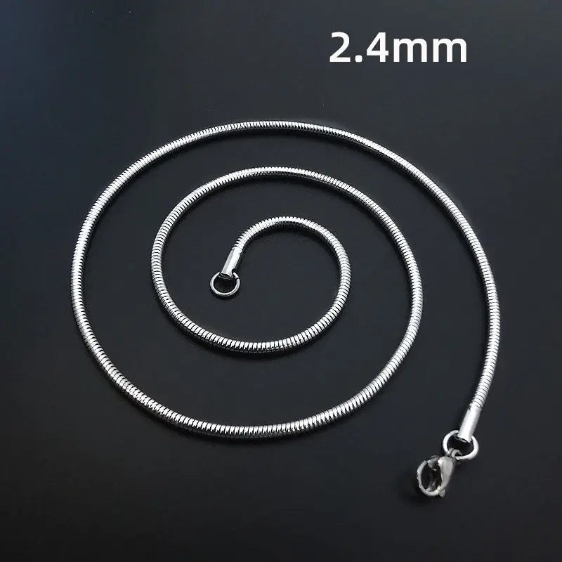 Round Snake Bone Chain Stainless Steel Necklace VRAFI