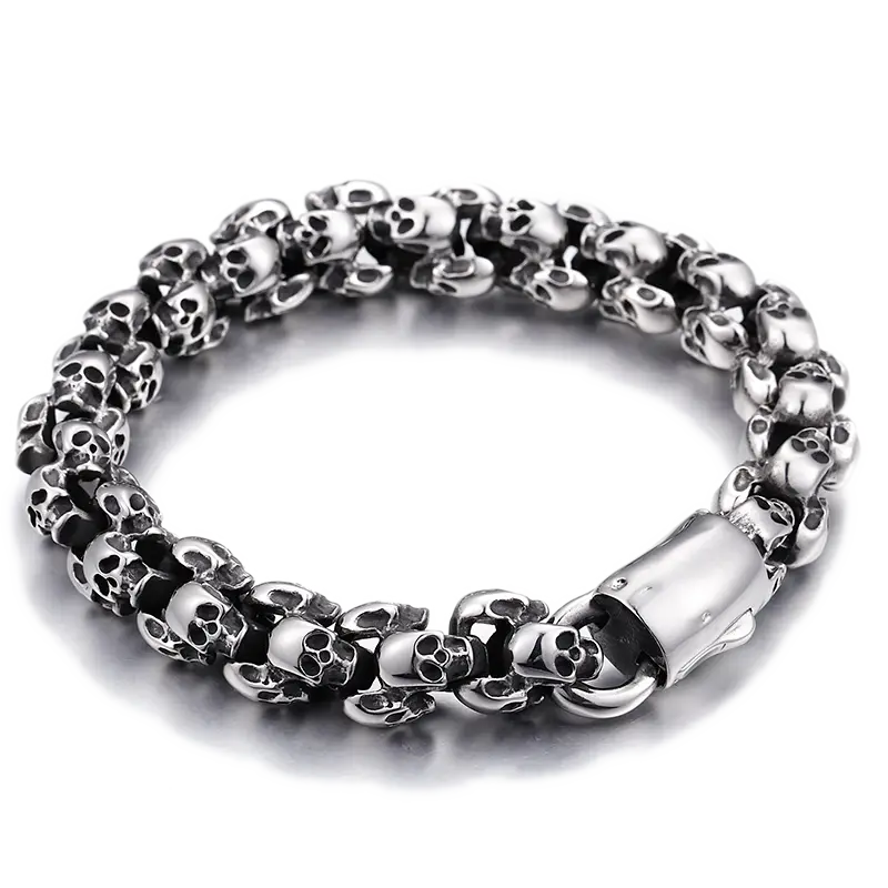 Rugged Skull Stainless Steel Bracelet - Vrafi Jewelry