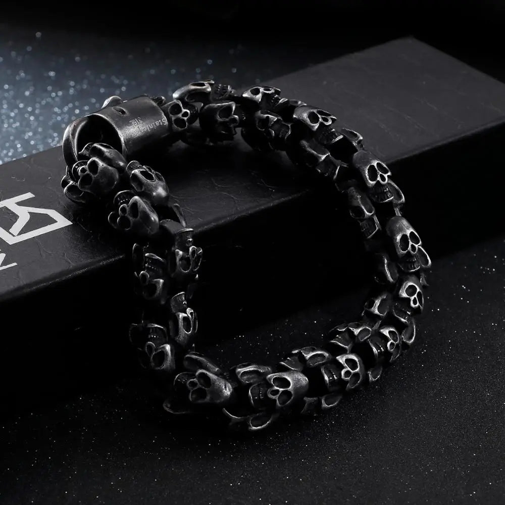 Rugged Skull Stainless Steel Bracelet - Vrafi Jewelry