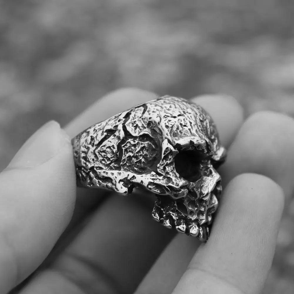 Rugged Skull Stainless Steel Ring - Vrafi Jewelry