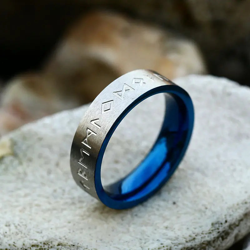 Runes Engraved Stainless Steel Ring VRAFI