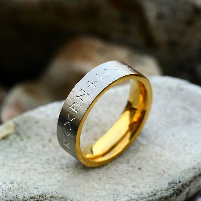 Runes Engraved Stainless Steel Ring VRAFI